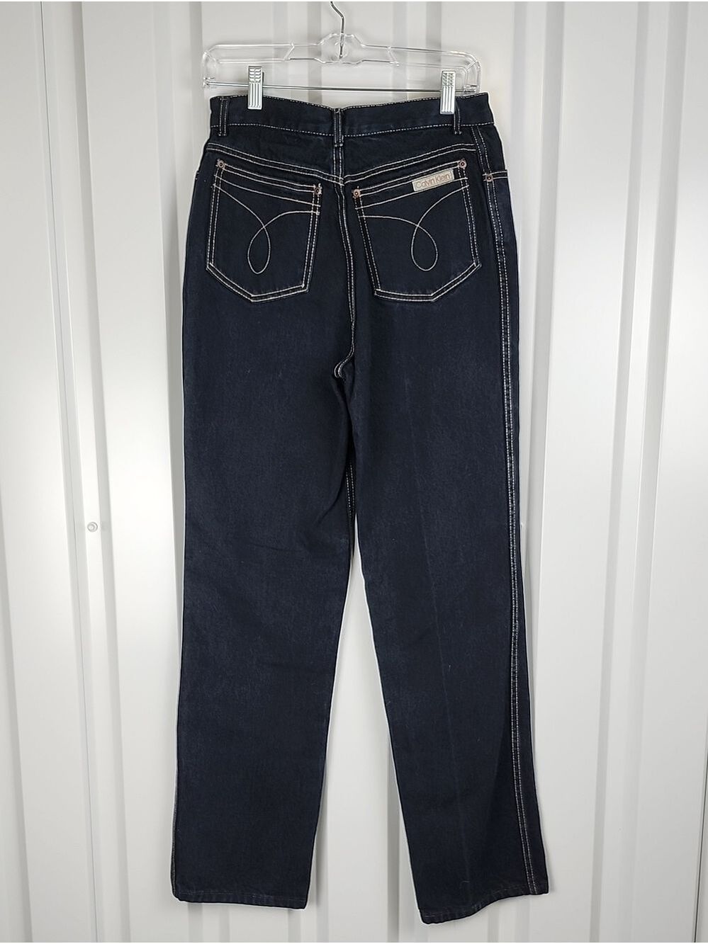 Calvin Klein Vintage 80s Womens Jeans Cotton Dark Wash Sz 12 Fits 6 Straight Leg - Picture 2 of 11